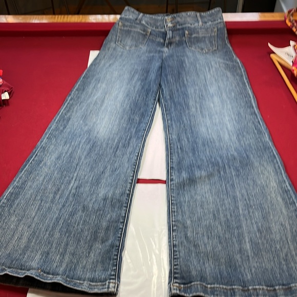 EXPRESS Wide Leg Super High Rise Baggy blue Jeans women Size 12R Regular stretch - Picture 6 of 16